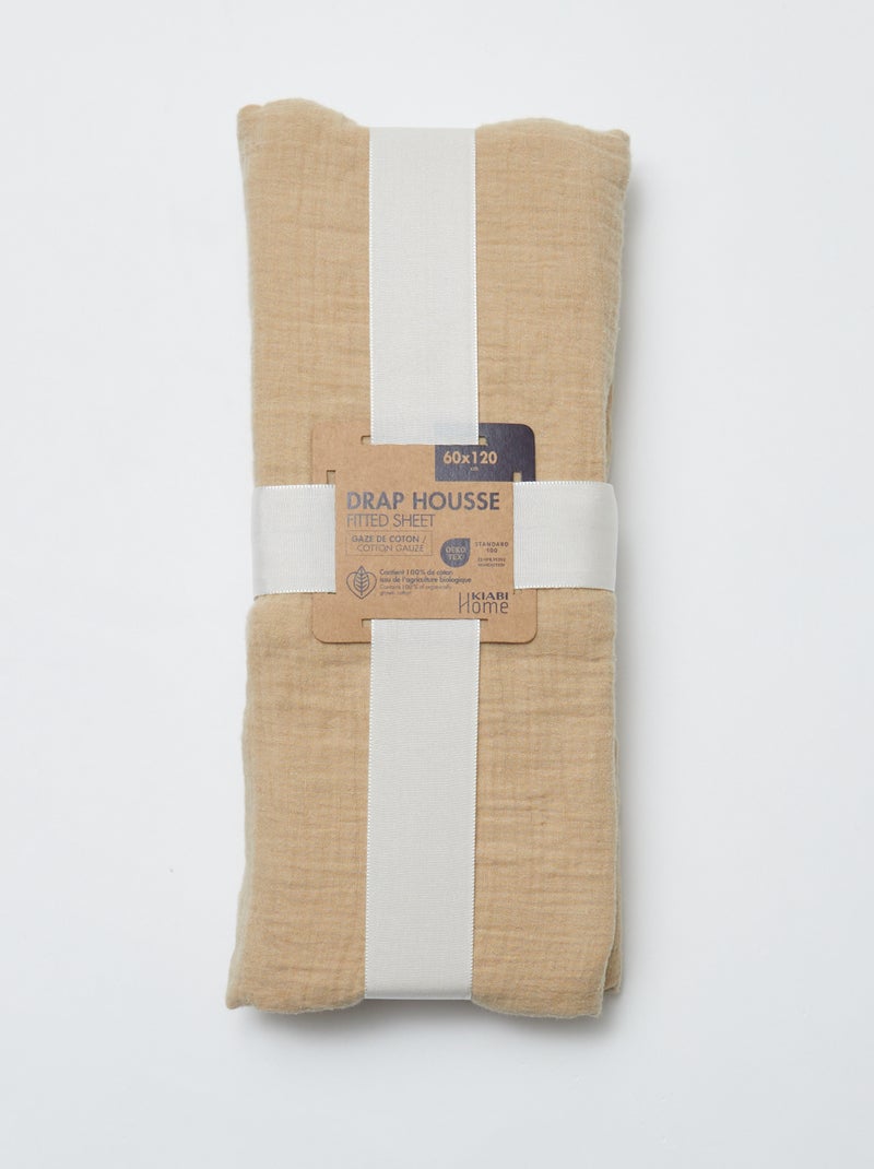 Drap housse lit bébé (60x120 cm) en double gaze de coton - Kiabi Home Beige - Kiabi