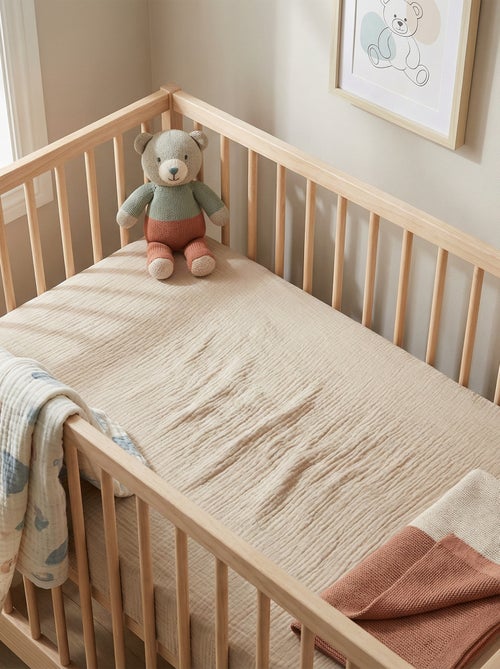 Drap housse lit bébé 70 x 140 cm en double gaze de coton - Kiabi Home - Kiabi