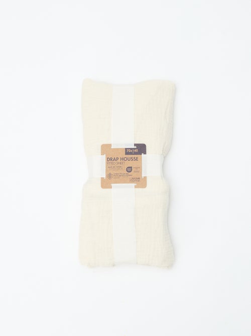 Drap housse lit bébé 70 x 140 en double gaze de coton - Kiabi Home - Kiabi
