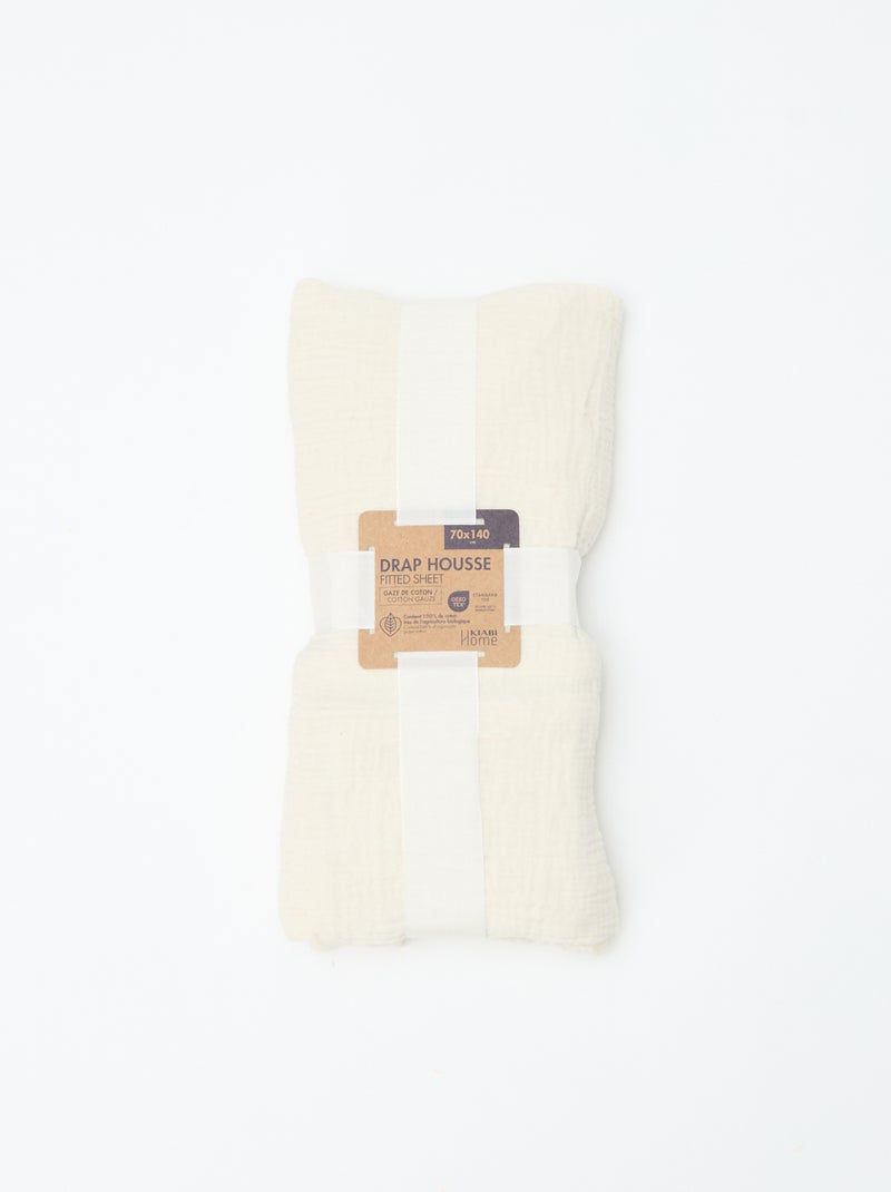 Drap housse lit bébé (70x140) en double gaze de coton - Kiabi Home Blanc - Kiabi