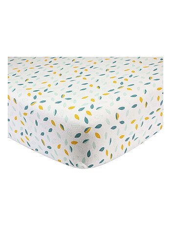 Drap housse lit bébé modèle feuille