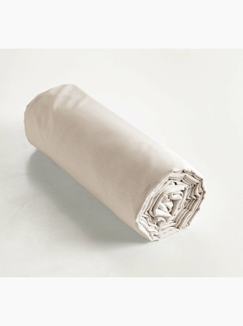 Drap-housse percale de coton 120 fils unie perrine Beige naturel - Kiabi