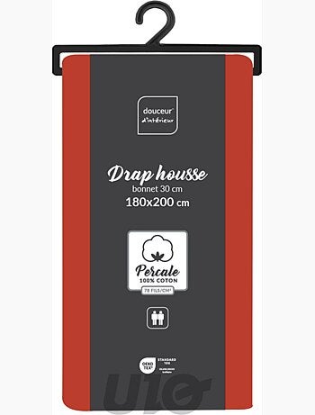 Drap housse uni 100% percale de coton origine