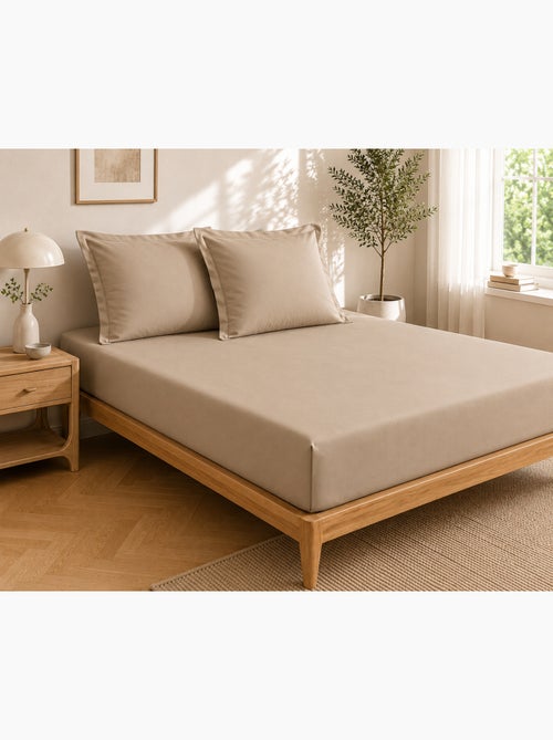 Drap housse qualité hôtel + 2 taies en percale 78 fils - Kiabi