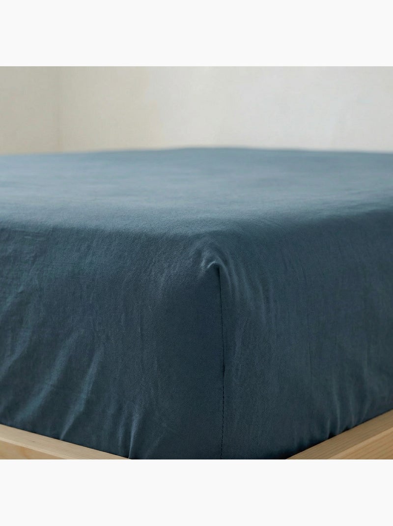 Drap-housse uni 100 % coton, pour matelas jusqu’à 30 cm de hauteur - Gamusi. Bleu - Kiabi