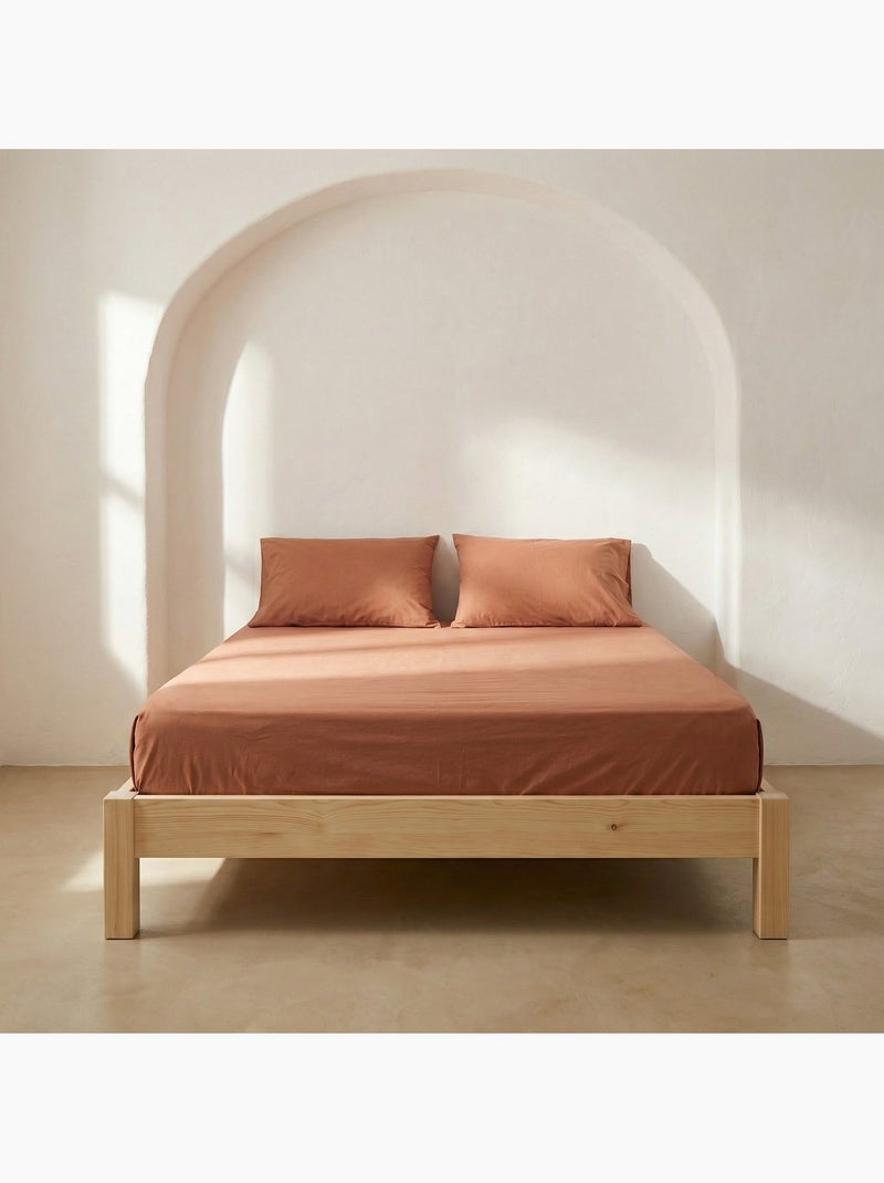 Drap-housse uni 100 % coton, pour matelas jusqu’à 30 cm de hauteur - Gamusi. Brique - Kiabi