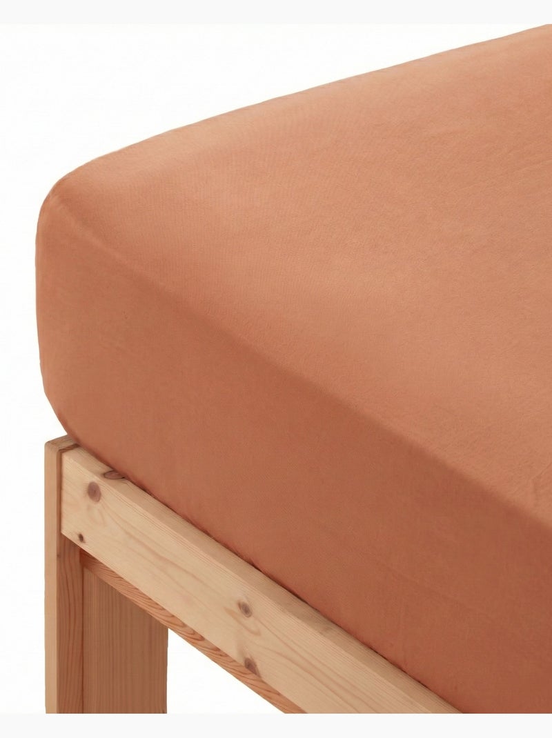 Drap-housse uni 100 % coton, pour matelas jusqu’à 30 cm de hauteur - Gamusi. Brique - Kiabi