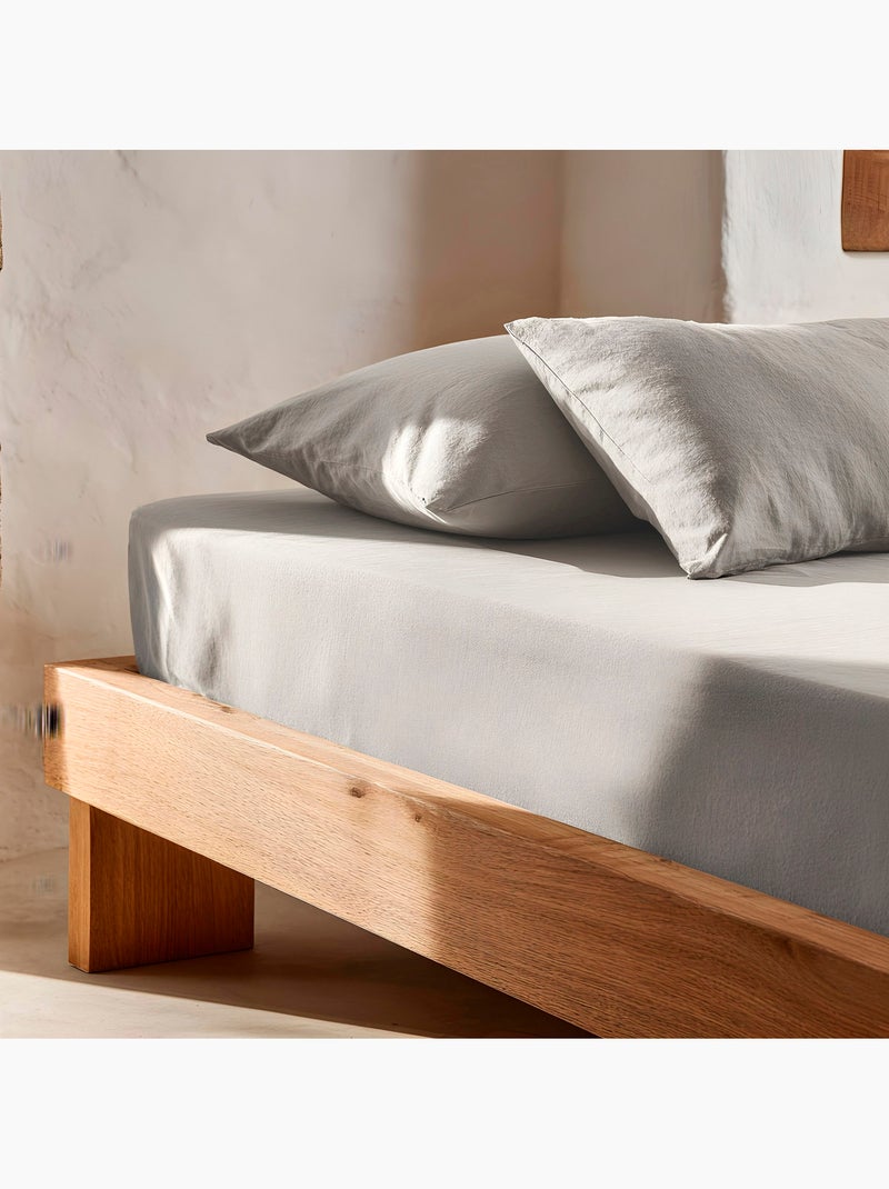 Drap-housse uni 100 % coton, pour matelas jusqu’à 30 cm de hauteur - Gamusi. Gris clair - Kiabi