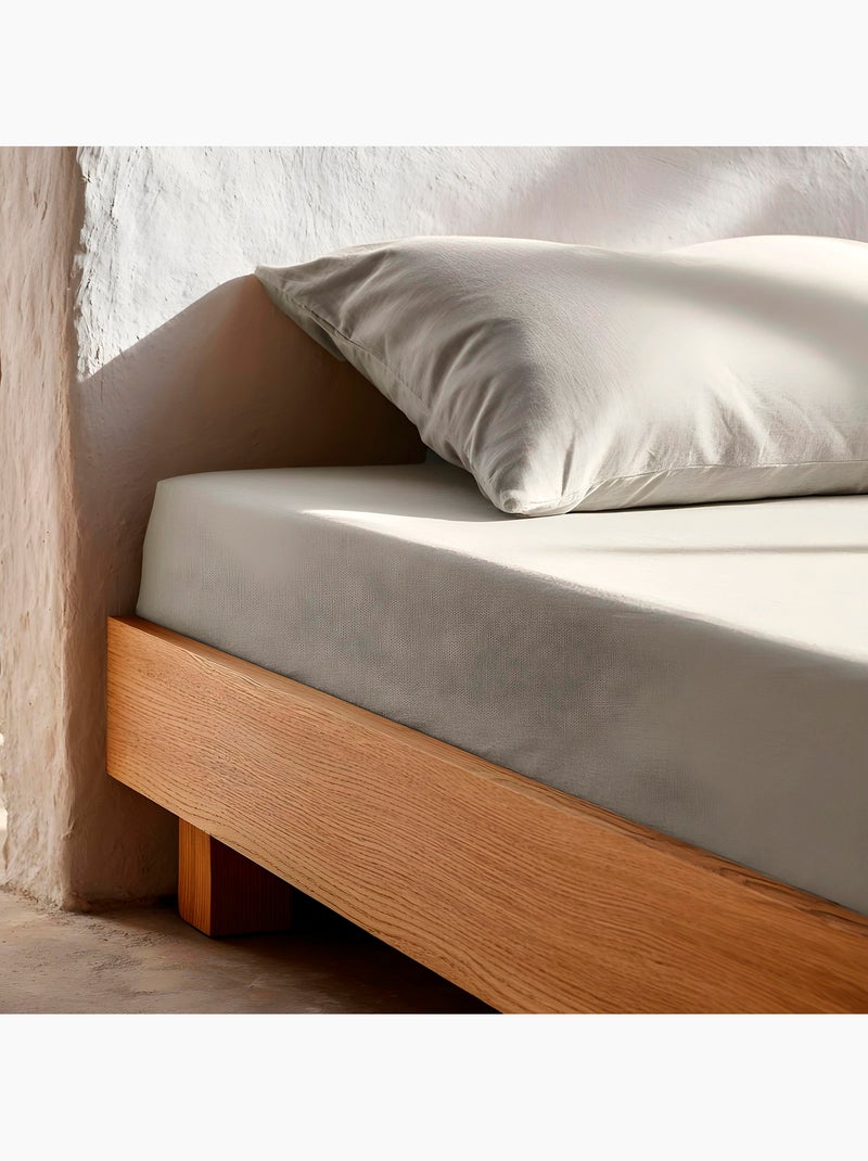 Drap-housse uni 100 % coton, pour matelas jusqu’à 30 cm de hauteur - Gamusi. Gris clair - Kiabi