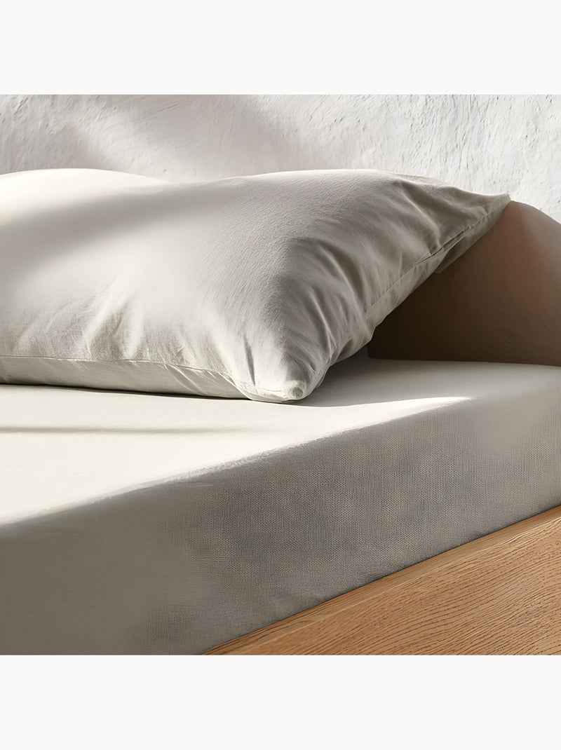 Drap-housse uni 100 % coton, pour matelas jusqu’à 30 cm de hauteur - Gamusi. Gris clair - Kiabi