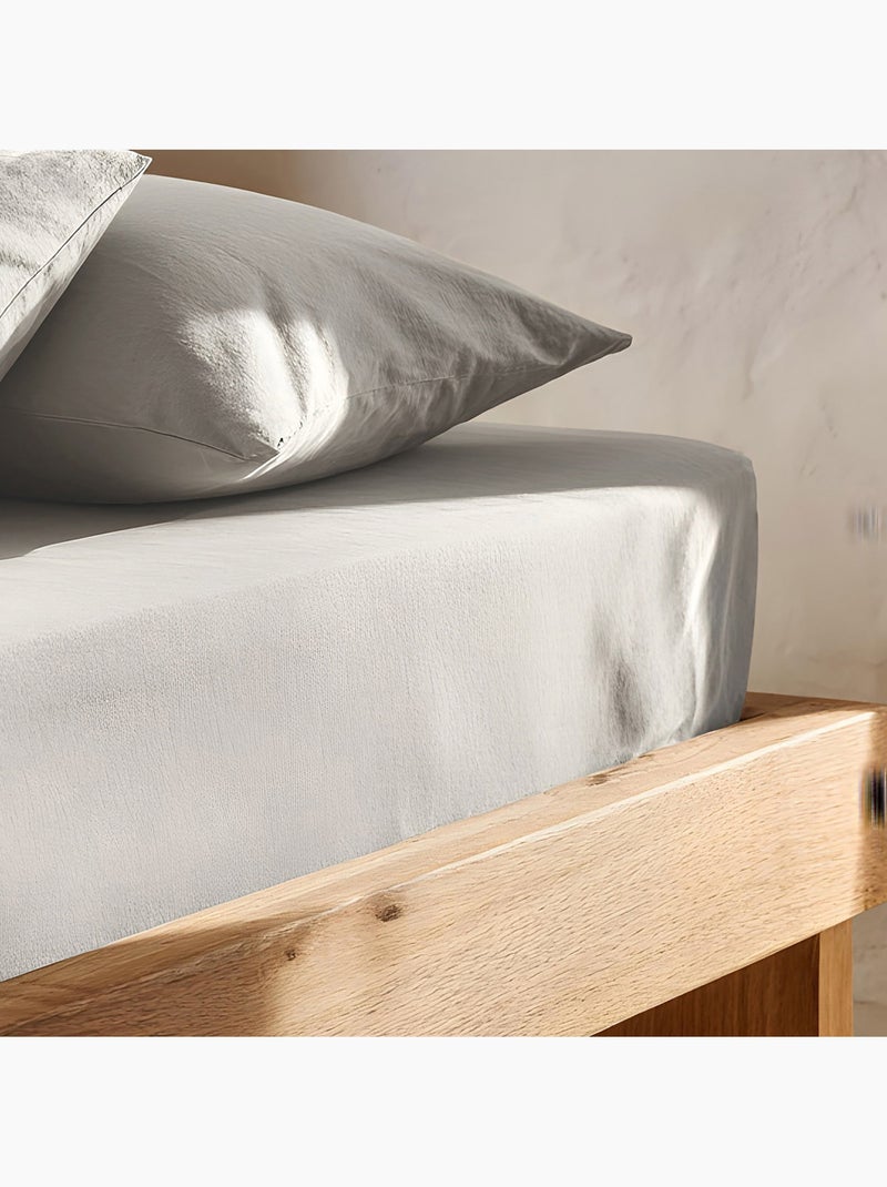 Drap-housse uni 100 % coton, pour matelas jusqu’à 30 cm de hauteur - Gamusi. Gris clair - Kiabi