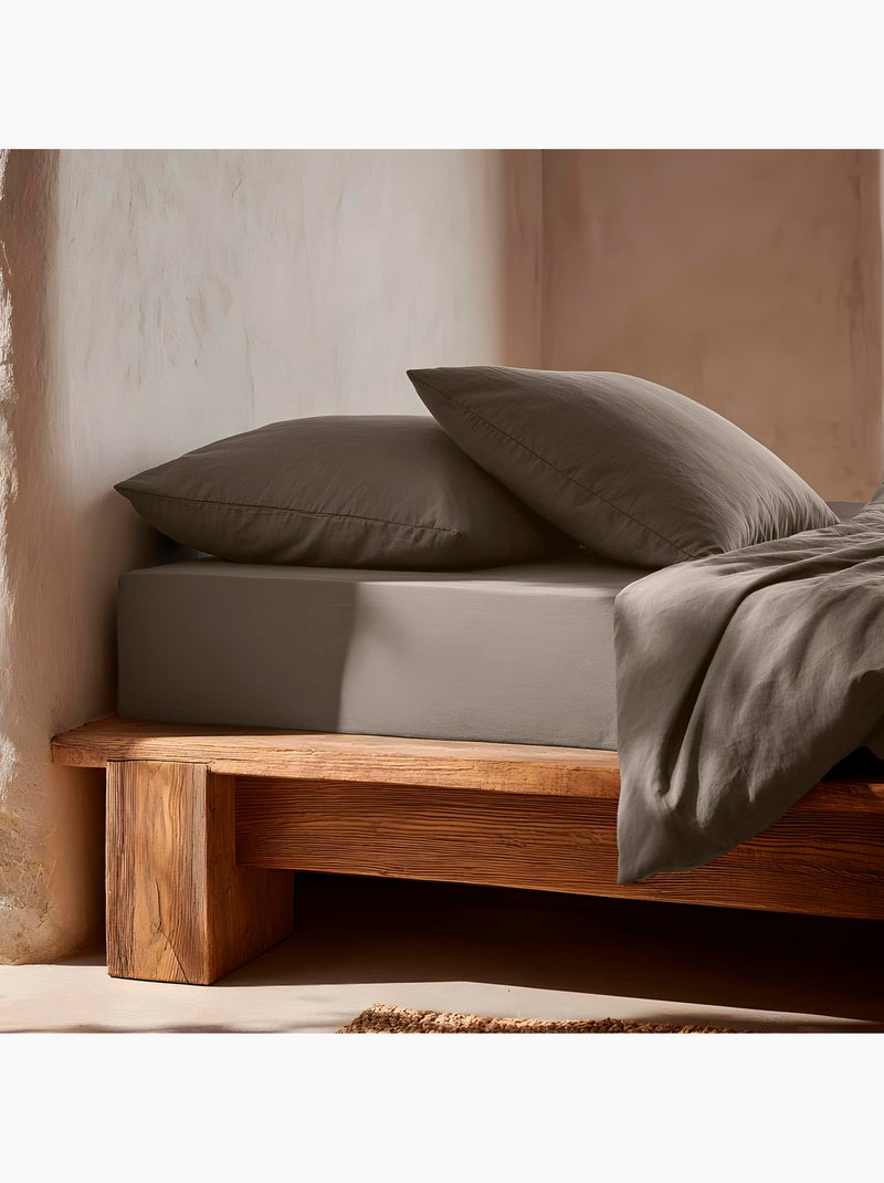 Drap-housse uni 100 % coton, pour matelas jusqu’à 30 cm de hauteur - Gamusi. Gris foncé - Kiabi