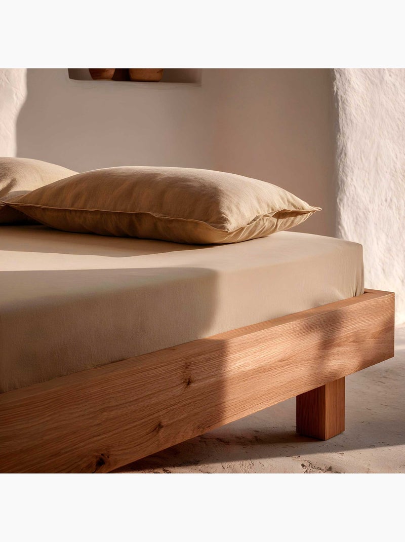 Drap-housse uni 100 % coton, pour matelas jusqu’à 30 cm de hauteur - Gamusi. Marron noisette - Kiabi