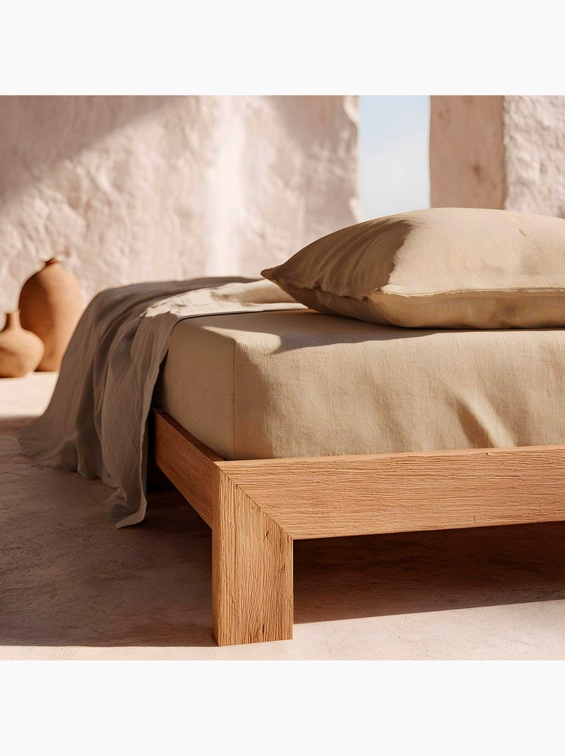 Drap-housse uni 100 % coton, pour matelas jusqu’à 30 cm de hauteur - Gamusi. Ocre - Kiabi