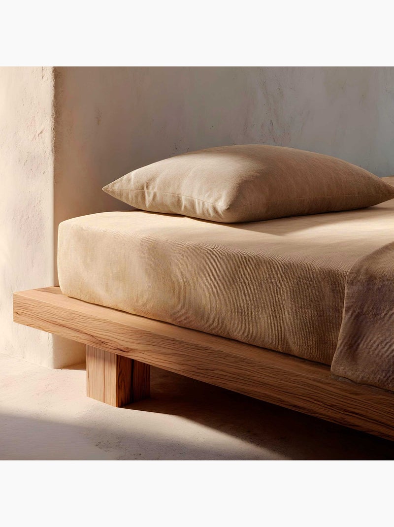 Drap-housse uni 100 % coton, pour matelas jusqu’à 30 cm de hauteur - Gamusi. Ocre - Kiabi