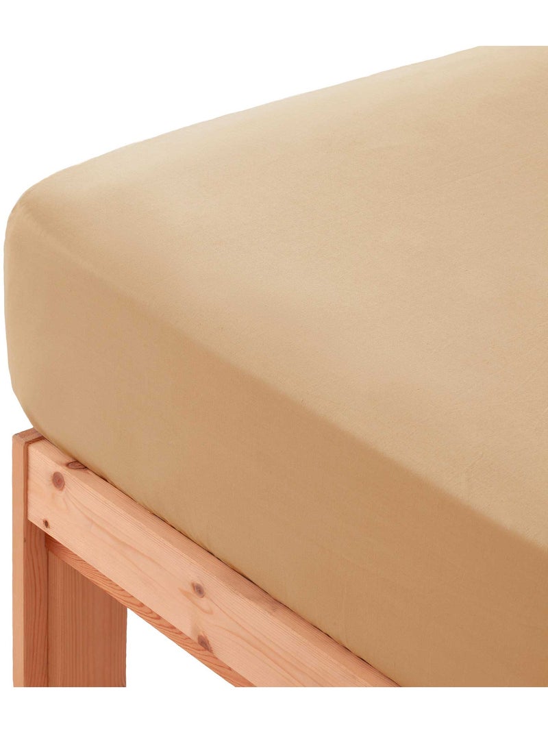 Drap-housse uni 100 % coton, pour matelas jusqu’à 30 cm de hauteur - Gamusi. Ocre - Kiabi