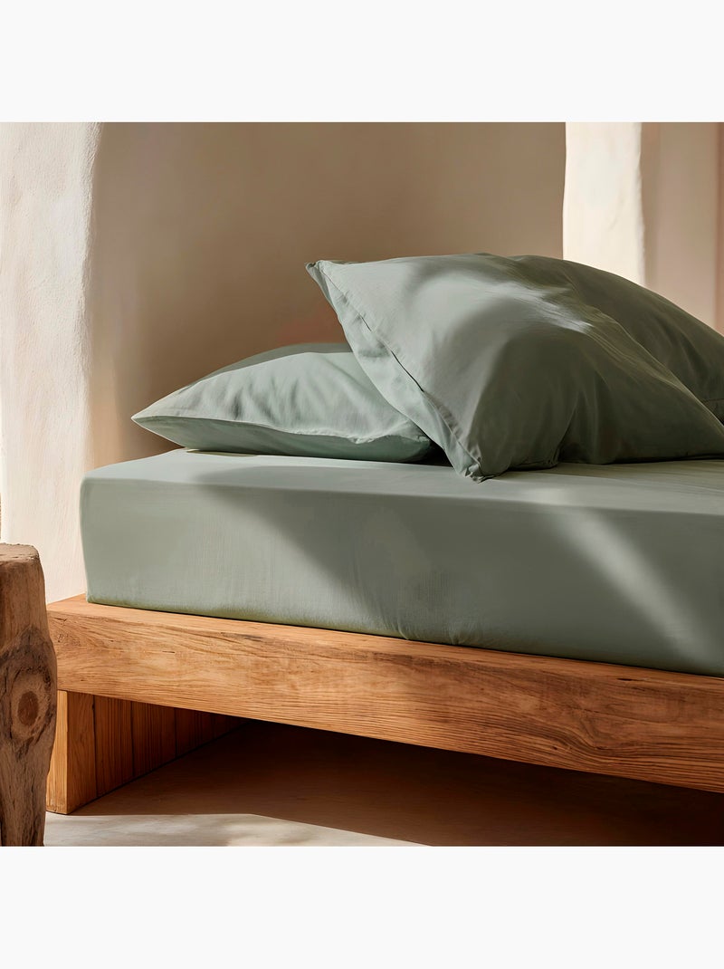 Drap-housse uni 100 % coton, pour matelas jusqu’à 30 cm de hauteur - Gamusi. Vert d'eau - Kiabi