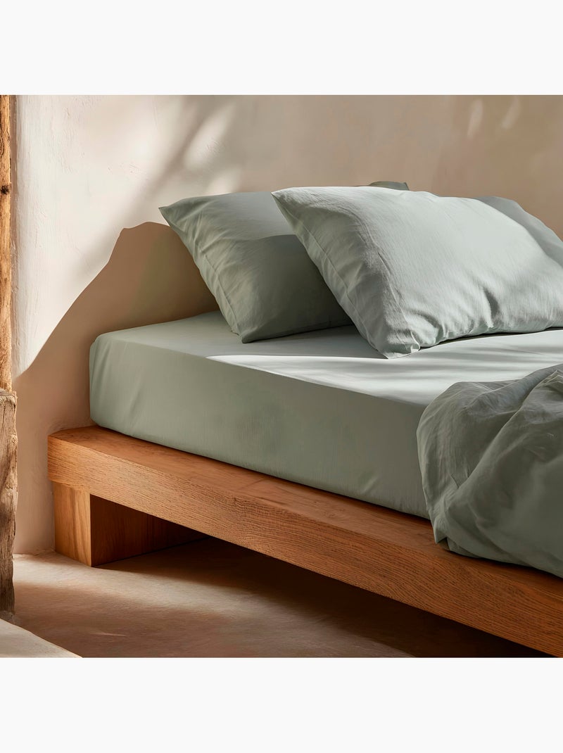 Drap-housse uni 100 % coton, pour matelas jusqu’à 30 cm de hauteur - Gamusi. Vert d'eau - Kiabi