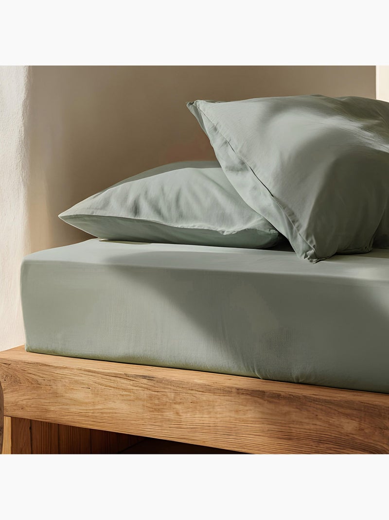 Drap-housse uni 100 % coton, pour matelas jusqu’à 30 cm de hauteur - Gamusi. Vert d'eau - Kiabi