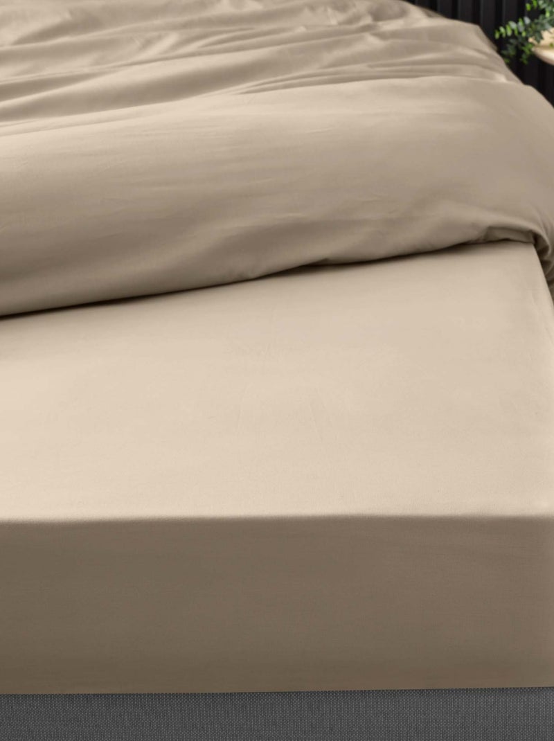 Drap housse uni 100% percale de coton origine Beige sable - Kiabi