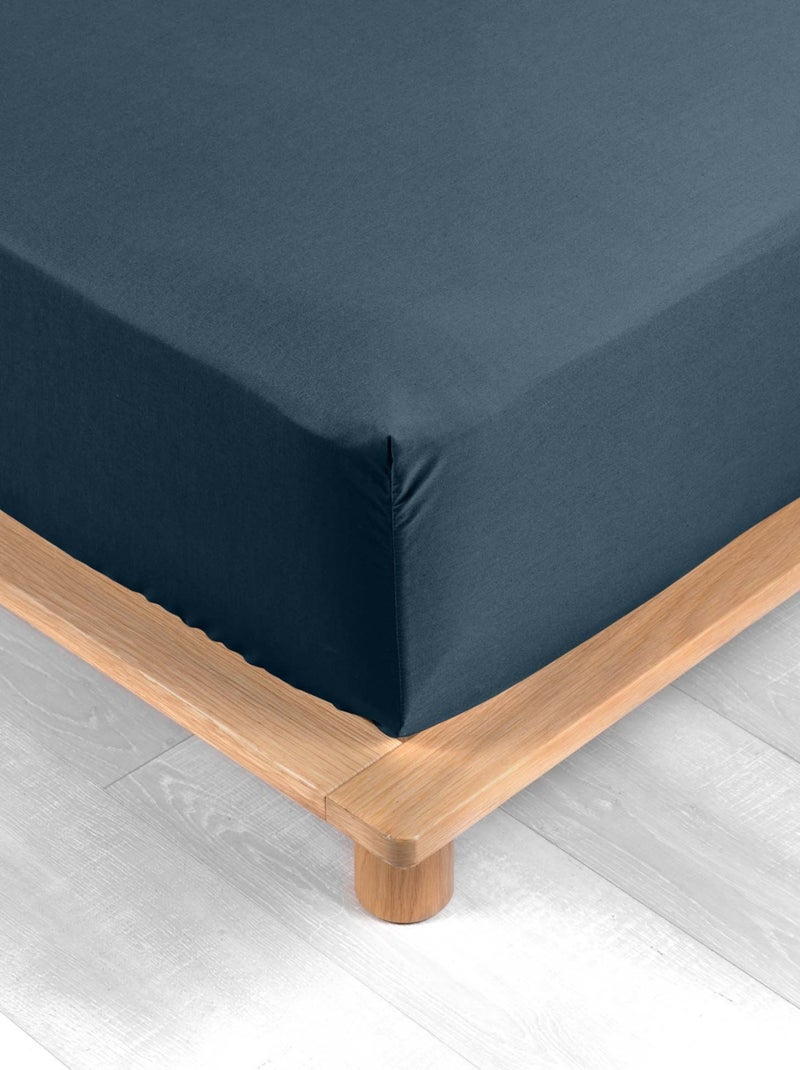 Drap housse uni 100% percale de coton origine Bleu foncé - Kiabi