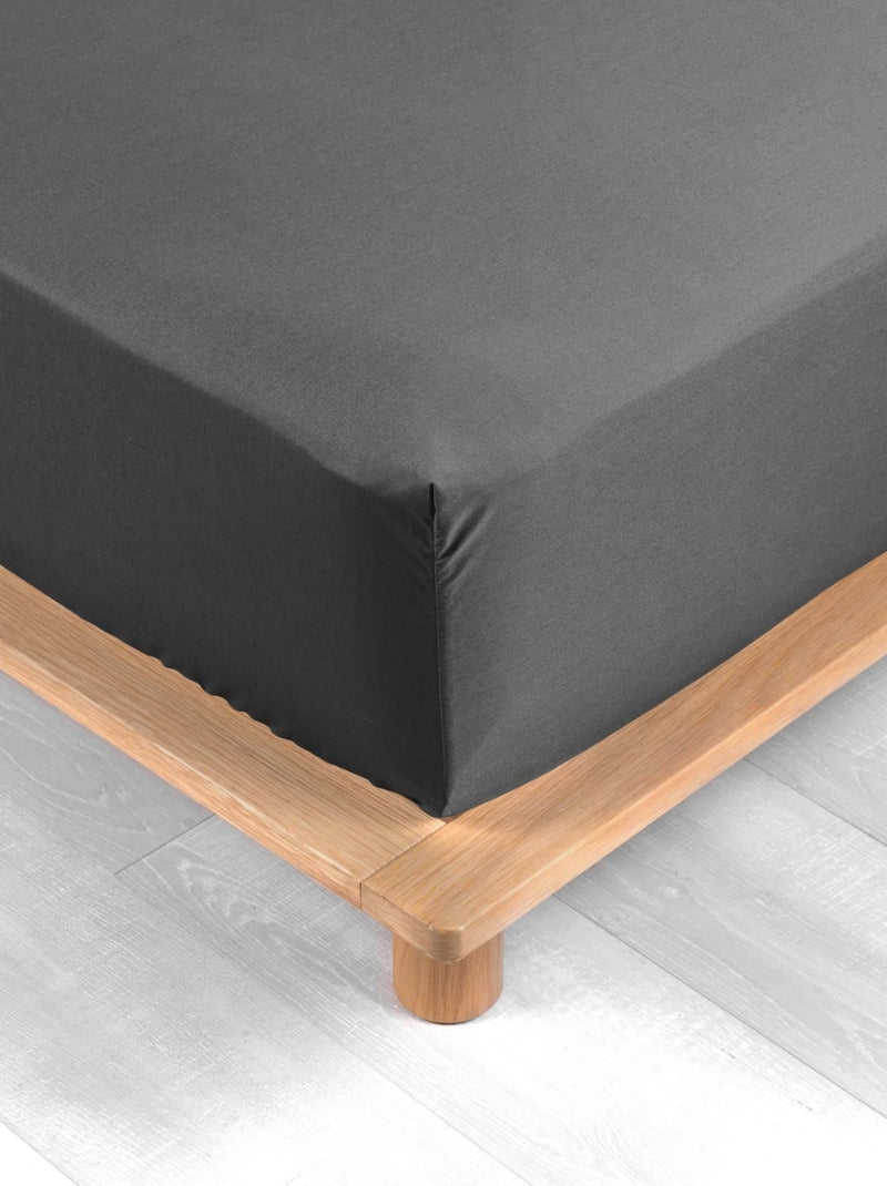 Drap Housse Uni 100% Percale de Coton ORIGINE Gris - Kiabi