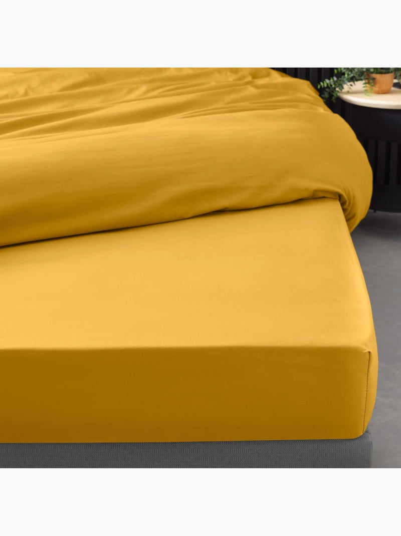 Drap housse uni 100% percale de coton origine Jaune - Kiabi