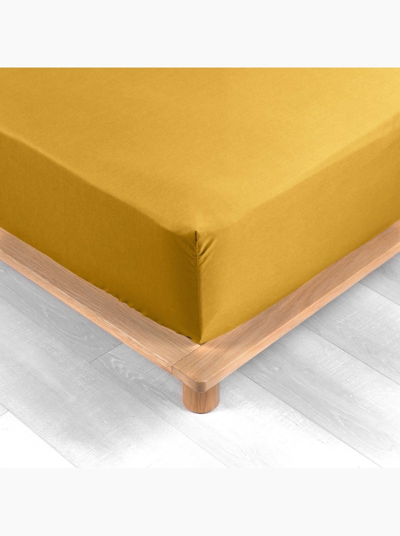 Drap housse uni 100% percale de coton origine Jaune - Kiabi