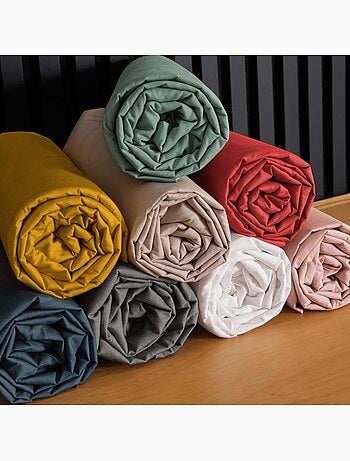 Drap housse uni 100% percale de coton origine