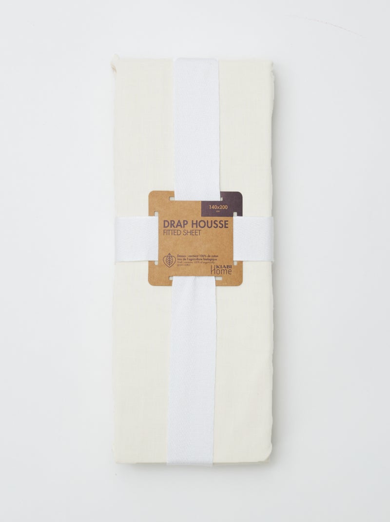 Drap housse uni 140 x 200 cm Blanc cassé - Kiabi