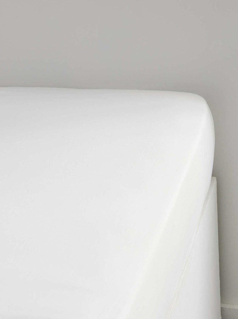 Drap housse uni en percale de coton Blanc - Kiabi