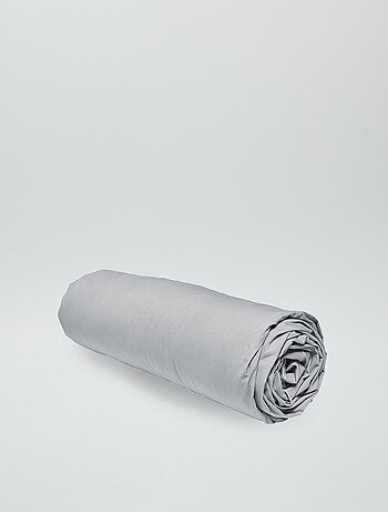 Drap housse percale de coton (140 cm) Cali Gris clair - Linge de