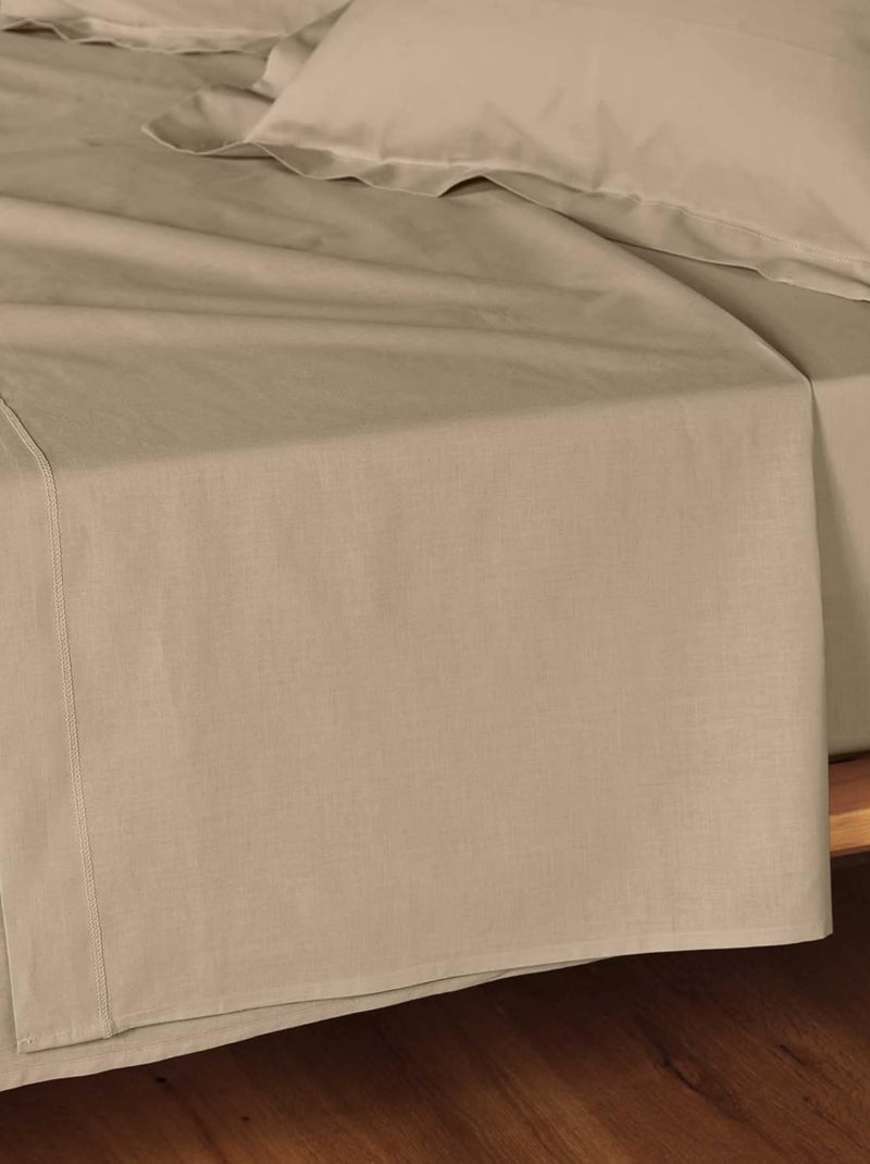 Drap plat coton 57 fils noa promo linge Beige - Kiabi