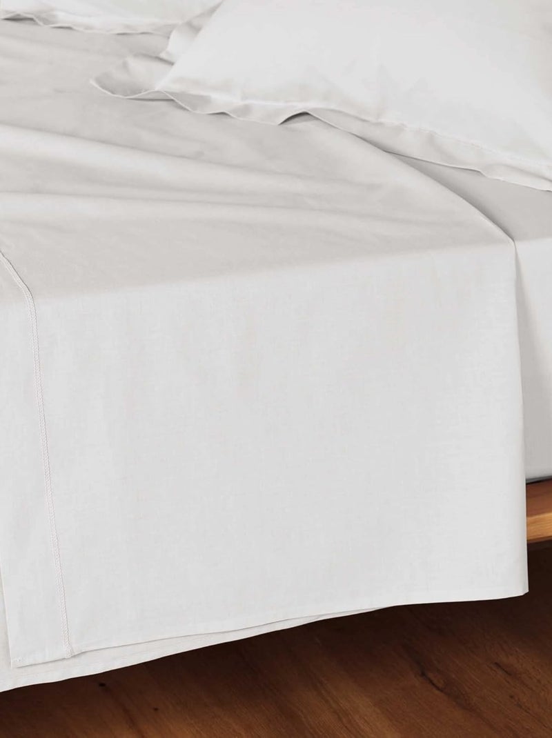 Drap plat coton 57 fils noa promo linge Blanc - Kiabi