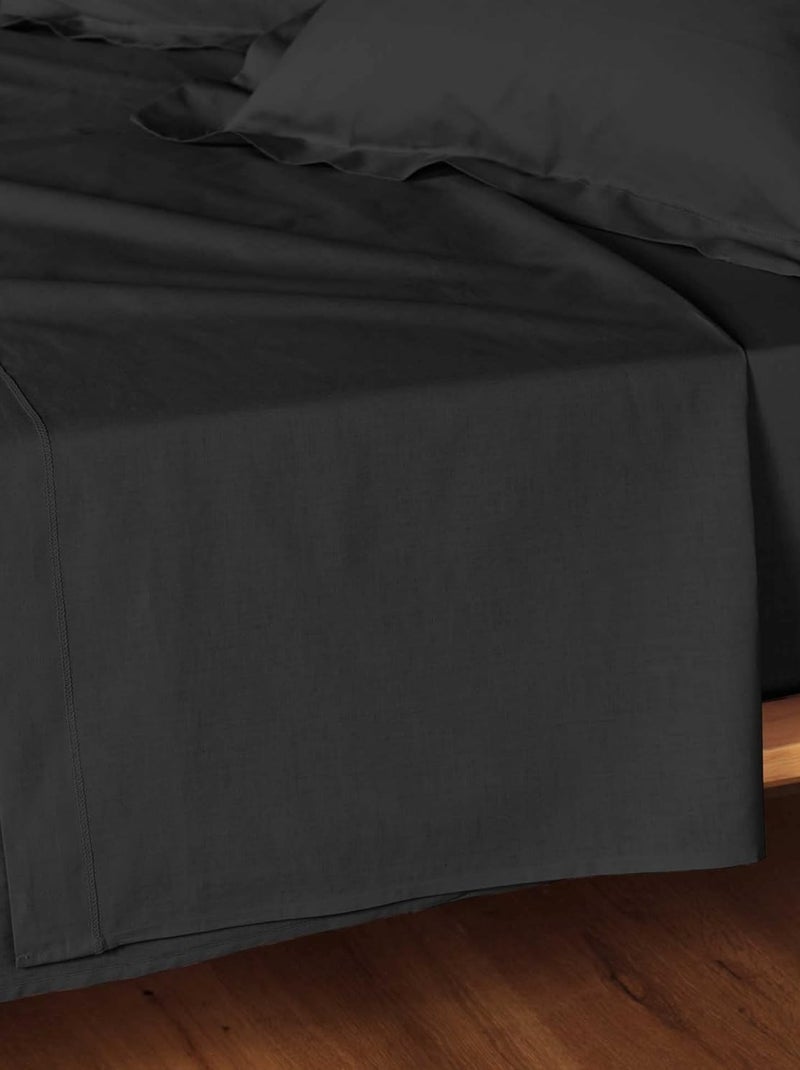 Drap plat coton 57 fils noa promo linge Noir - Kiabi