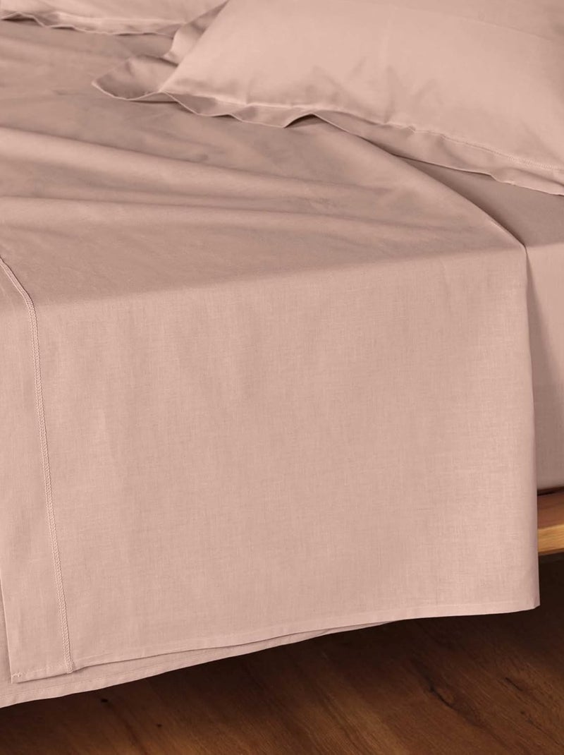 Drap plat coton 57 fils noa promo linge Rose - Kiabi