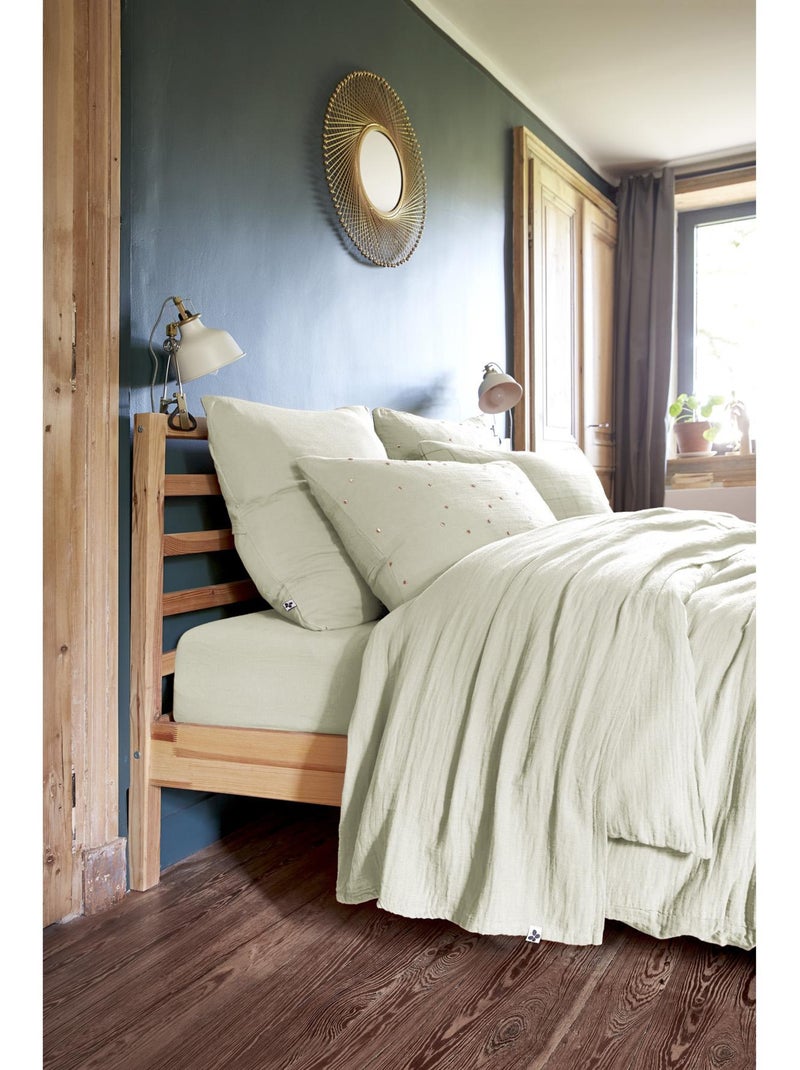 Drap plat – double gaze de coton luxe – gaïa Vert d'eau - Kiabi