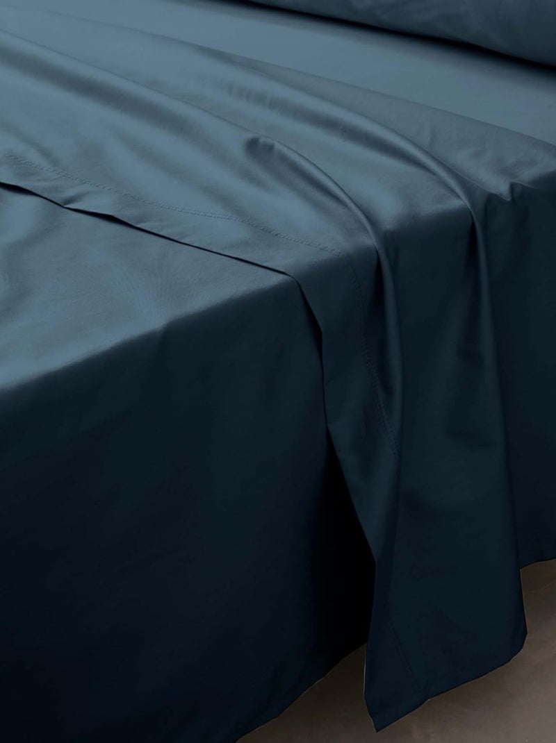 Drap plat percale de coton 78fils lia promo linge Bleu - Kiabi