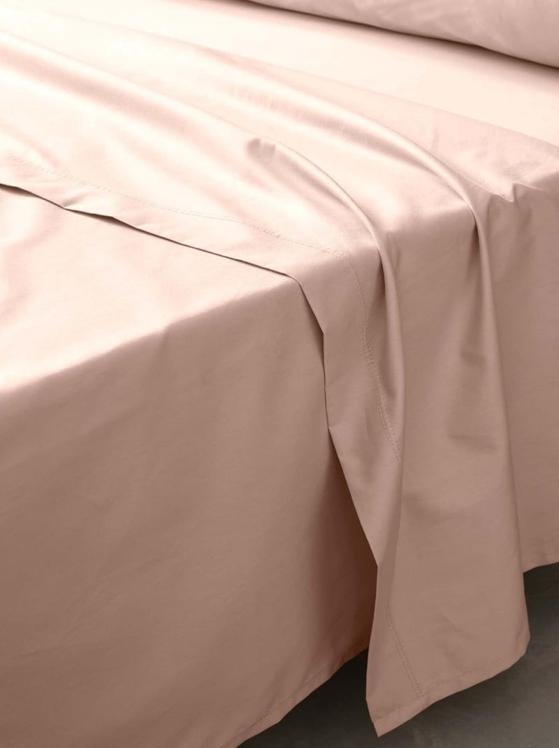 Drap plat percale de coton 78fils lia promo linge Rose - Kiabi