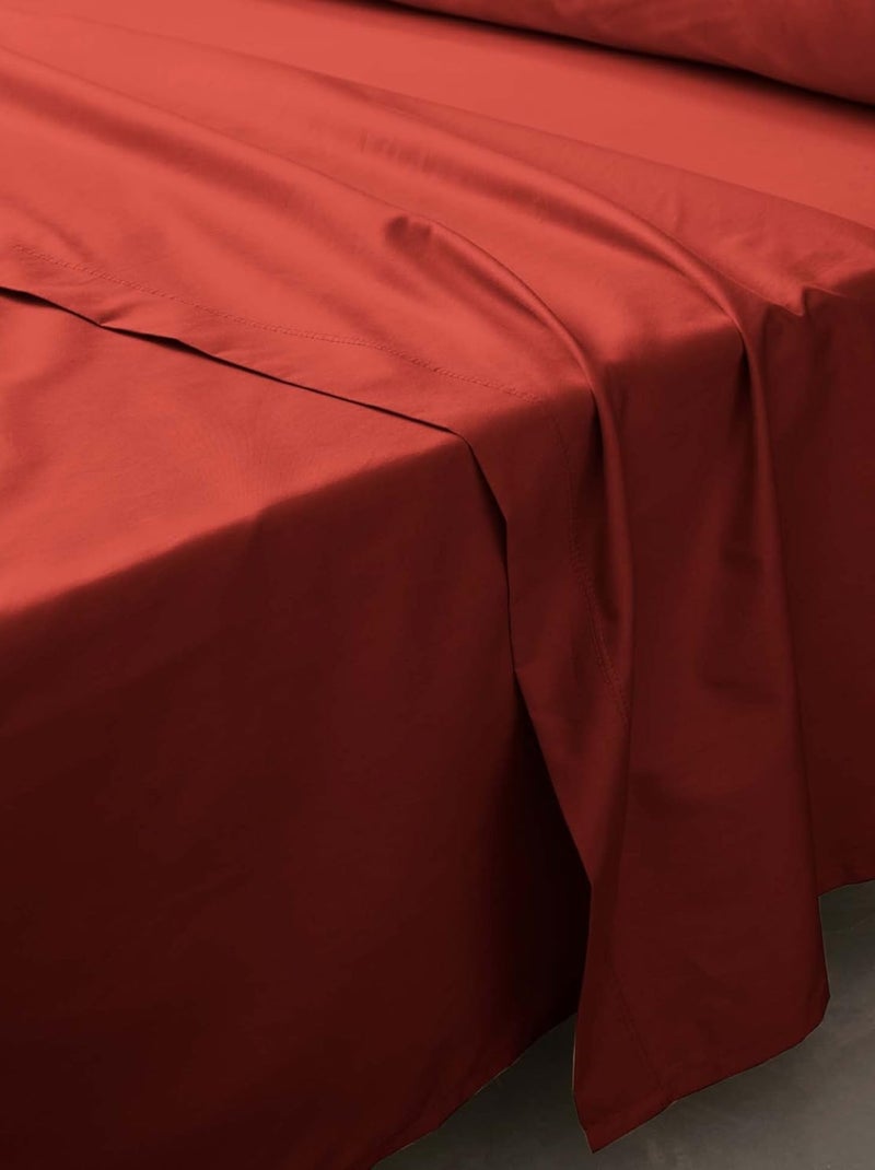 Drap plat percale de coton 78fils lia promo linge Rouge - Kiabi