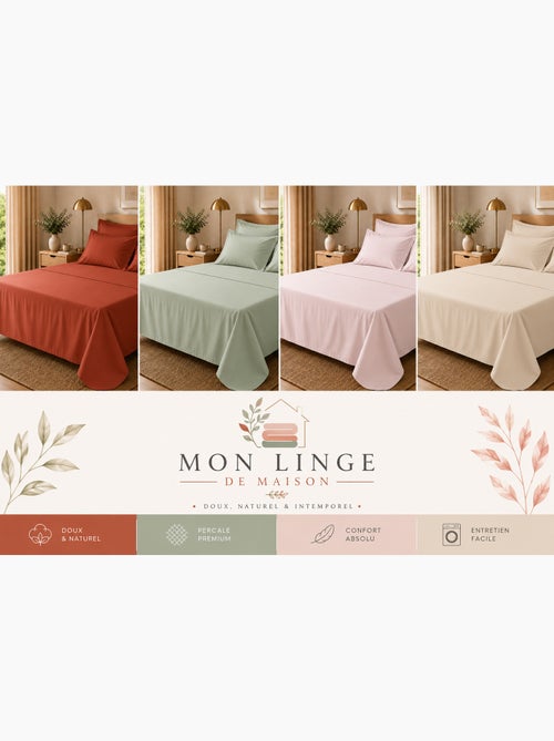 Drap plat percale – pur coton peigné longues fibres 80 fils/cm² - Kiabi