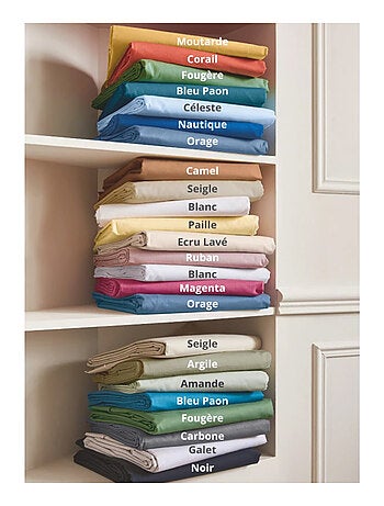 Drap Plat Uni en 100 % Coton