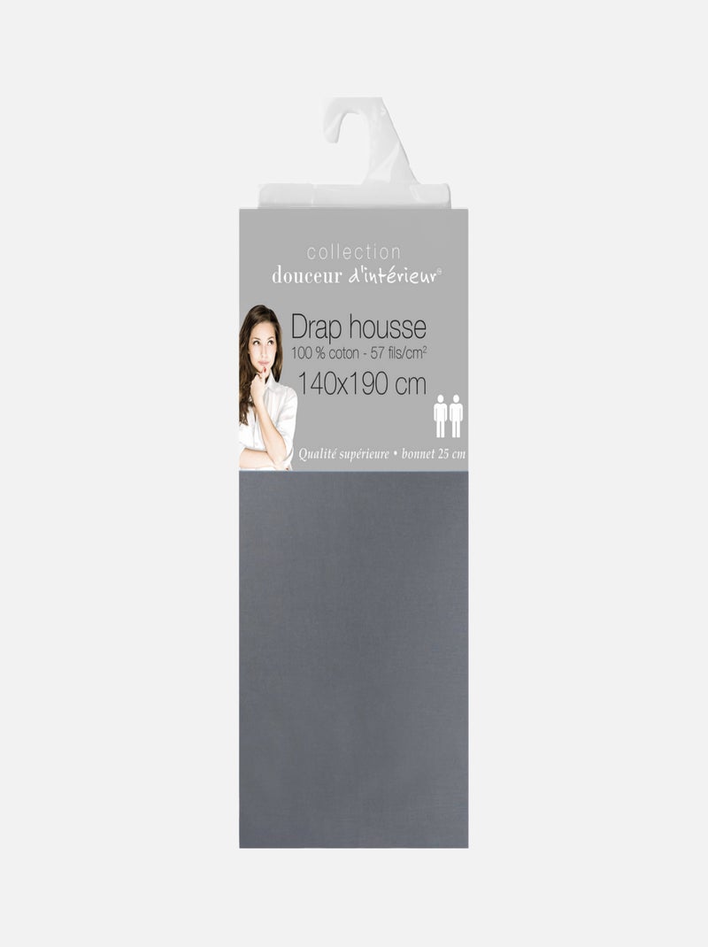 Draps housse coton noa promo linge gris anthracite - Kiabi