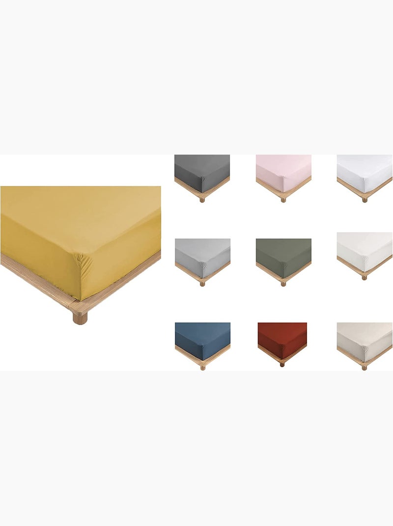 Draps housse percale de coton 78fils lia promo linge Jaune - Kiabi