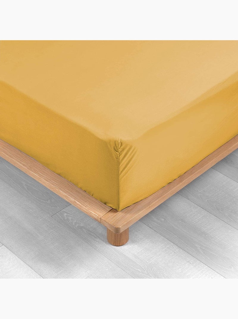Draps housse percale de coton 78fils lia promo linge Jaune - Kiabi