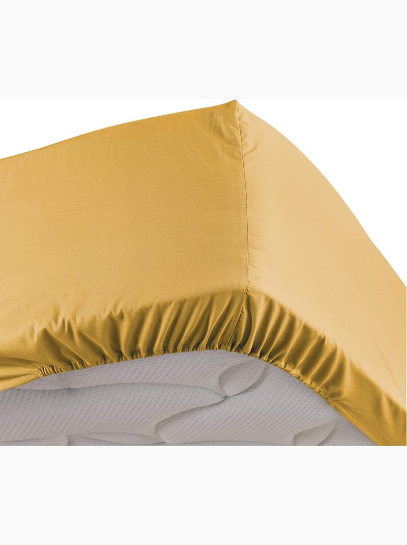 Draps housse percale de coton 78fils lia promo linge Jaune - Kiabi
