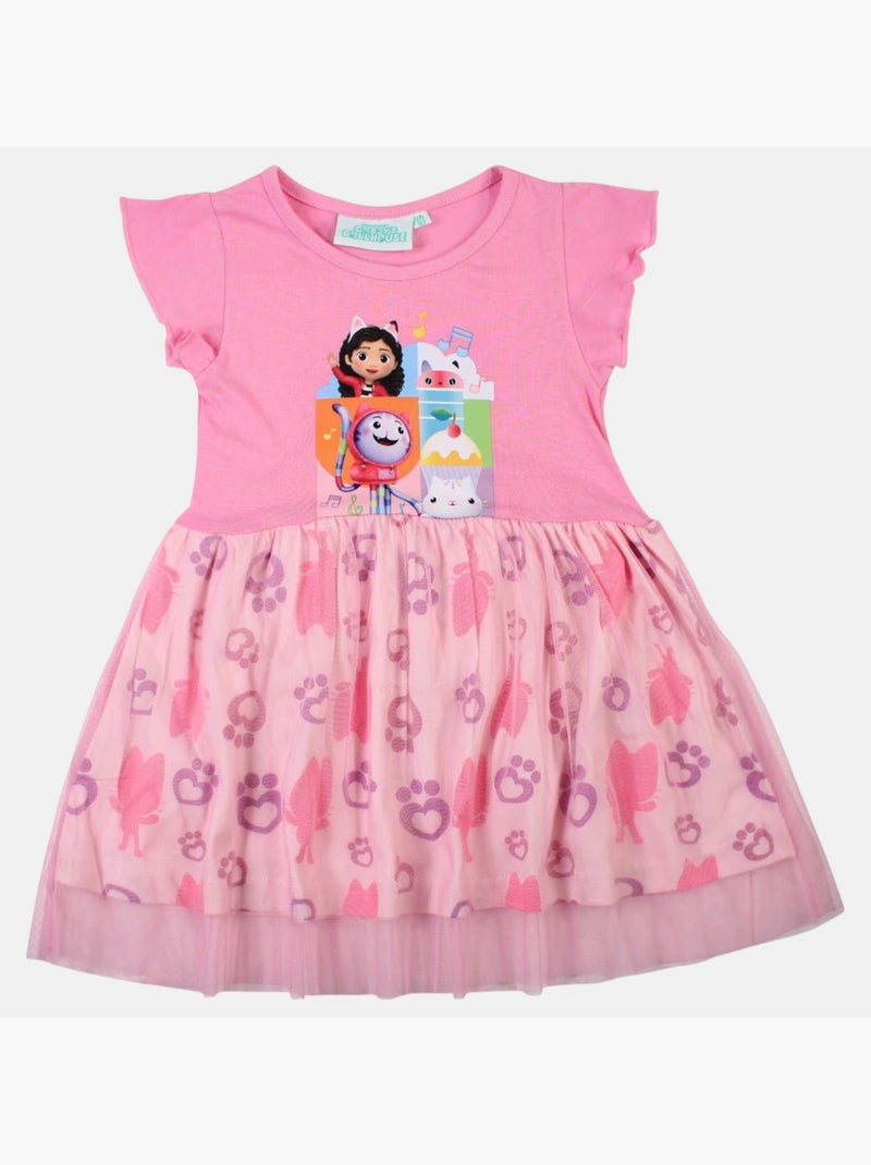 Dreamworks - robe imprimée manches courtes, jupe en tulle Rose - Kiabi