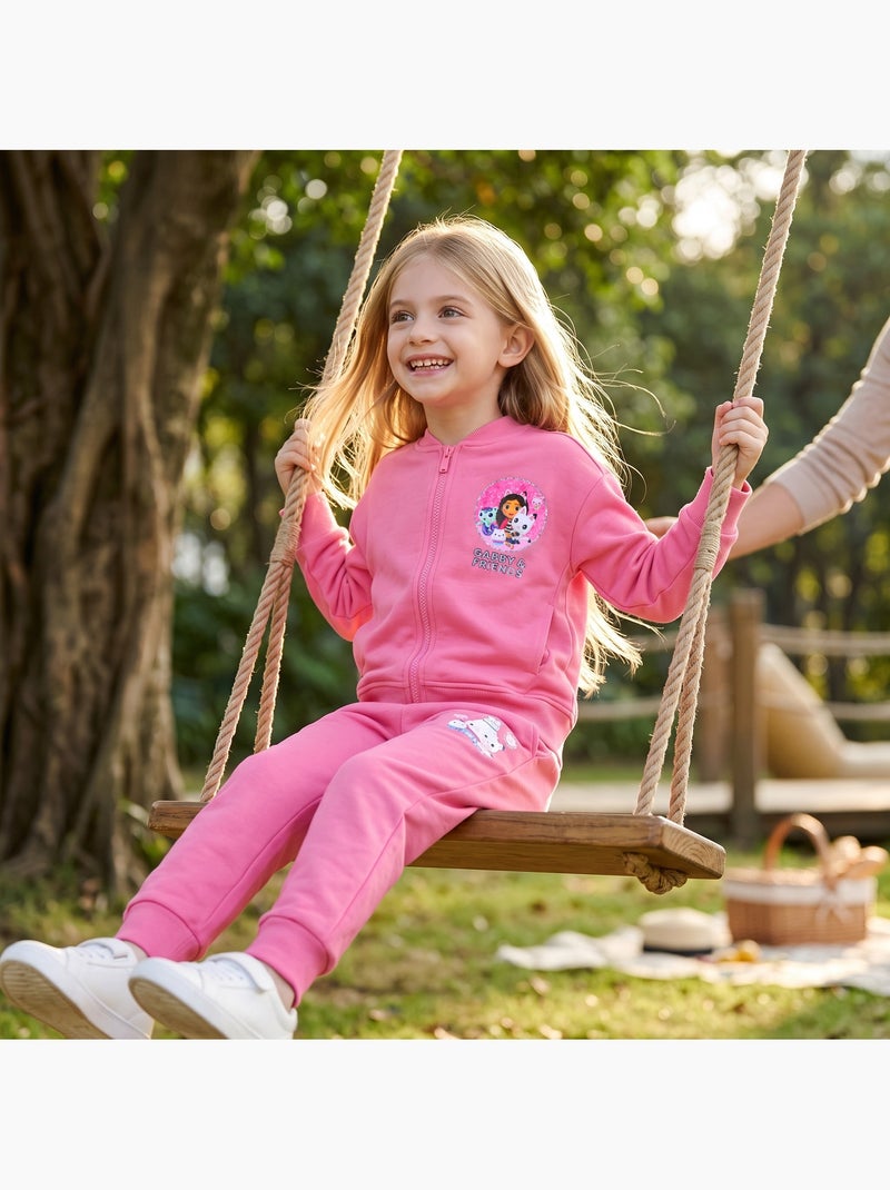 Dreamworks - set met sweatshirt en joggingbroek met print, ribboord Roze - Kiabi
