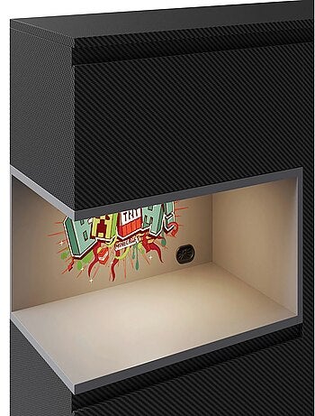 Dressoir met 5 lades en open vak met LED 'Roba' - Minecraft