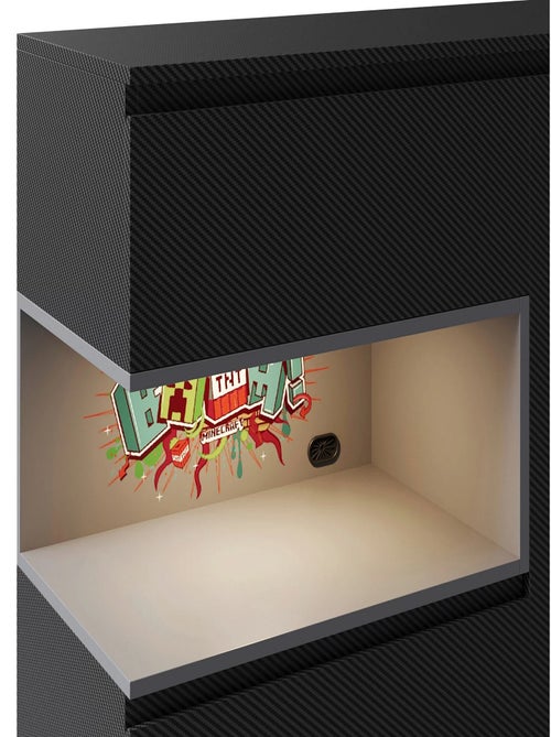 Dressoir met 5 lades en open vak met LED 'Roba' - Minecraft - Kiabi